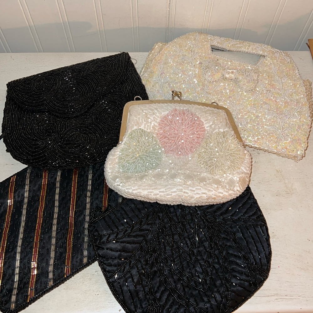 Lot 5 vintage beaded clutches purses Hong Kong